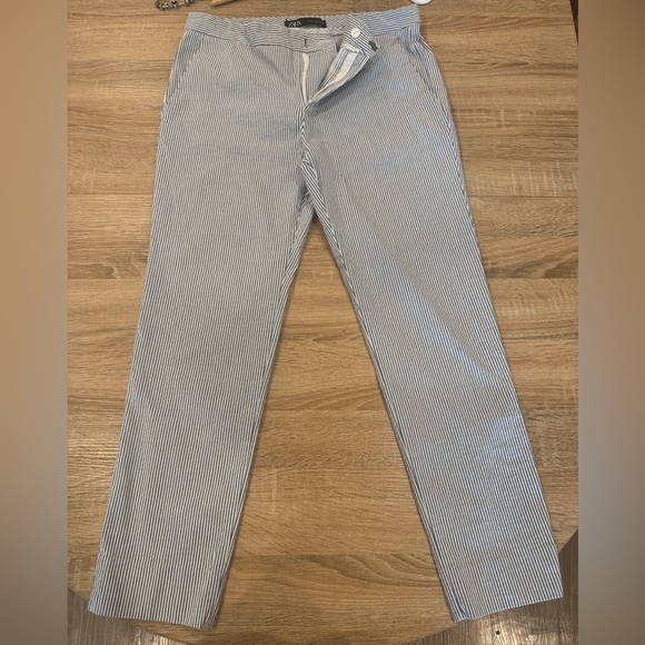 Zara Pants - Zara Navy and White Striped Trousers